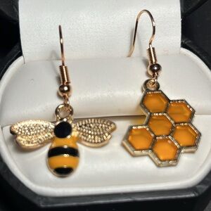 Bee and Honeycomb Earrings
